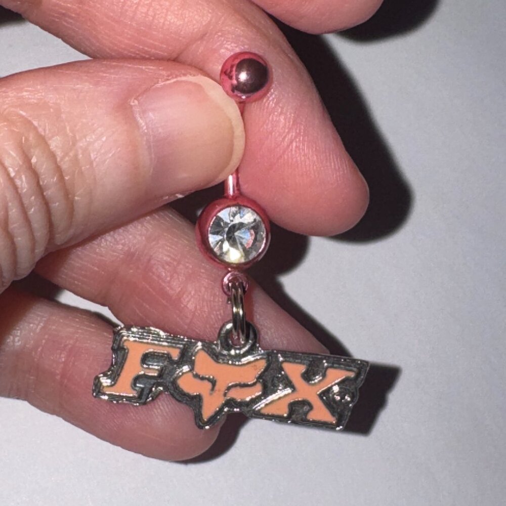 Titanium Pink Fox Dangle Belly Ring